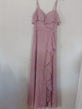 Azazie Dusty Mauve Ruffle Maxi Party/ Prom/ Wedding Dress. NWT. SIZE 2